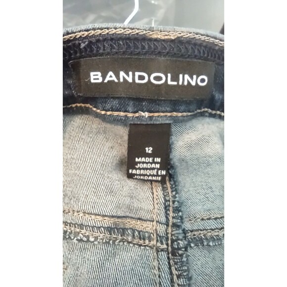 Bandolino Pull On Elastic Waist Boho 70s Retro Flared Side Slit Jeans Size 12 - Picture 3 of 7